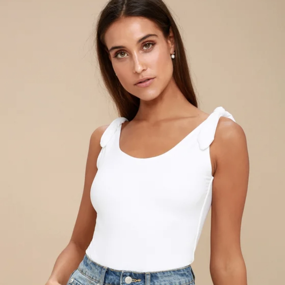 Lulu's White Sleeveless Bodysuit